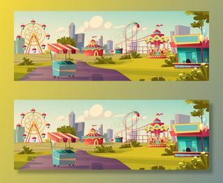 游乐园、狂欢节或节日集市卡通