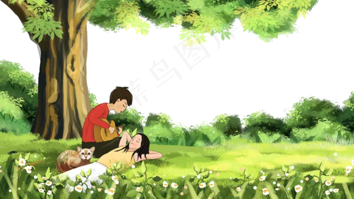 卡通七夕情人节情侣约会小清新边(1125X2436(DPI:72))psd模版下载
