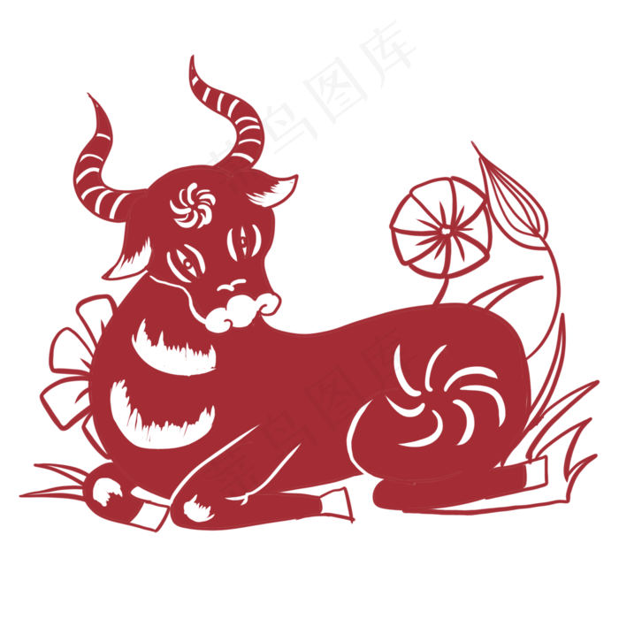 牛年剪纸形象