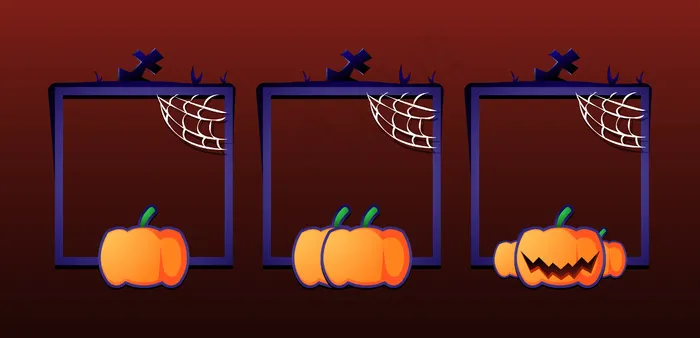 万圣节边界框架集，具有游戏ui资产元素的等级eps,ai矢量模版下载