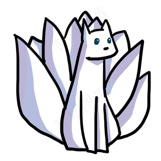 中元节鬼节Q版漫画风格九尾狐