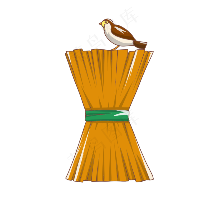 手绘卡通黄色秋天稻草