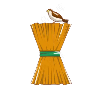 手绘卡通黄色秋天稻草