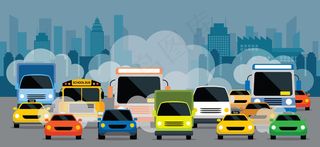 交通堵塞污染道路上的车辆