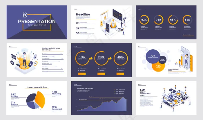 信息图形幻灯片模板eps,ai矢量模版下载