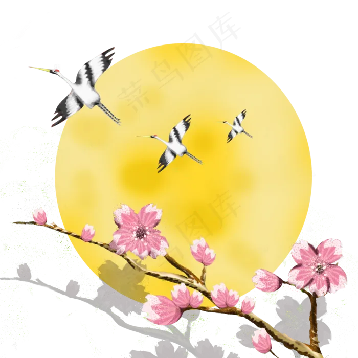 中秋节月亮桃花(3543X4724(DPI:150))psd模版下载