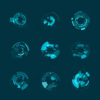 Hud未来界面模板。hud面板和全息图形状。插图