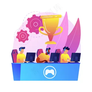 赛博运动队抽象概念图。电子游戏锦标赛，*电子竞技团队，赛博博彩，电脑俱乐部，竞技场，杯预选赛，团队表现