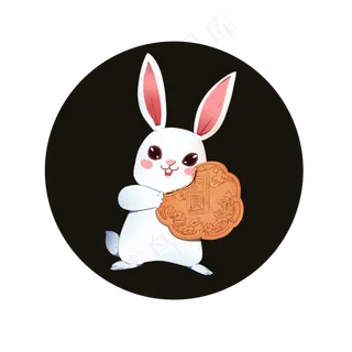 中秋节大团圆玉兔手绘