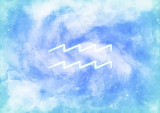 水彩背景与水瓶座星座