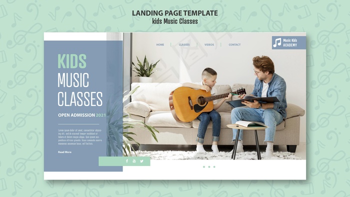 儿童音乐课程概念登录页模板