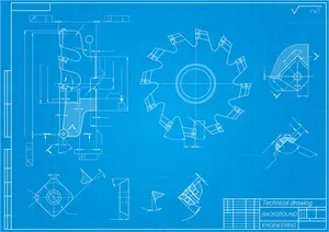 机械工程图纸。刀具，铣刀。技术设计