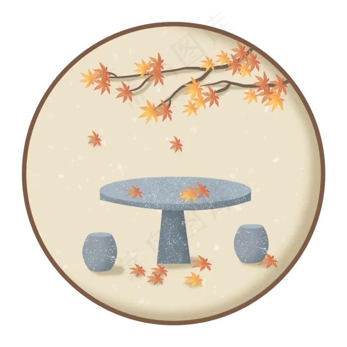 立秋枫叶树叶落叶秋天树枝叶子石(2362X2362(DPI:300))psd模版下载