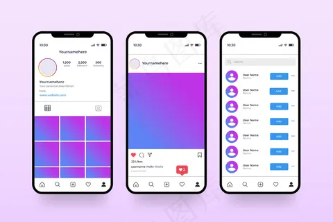 Instagram个人资料与手机接口模板