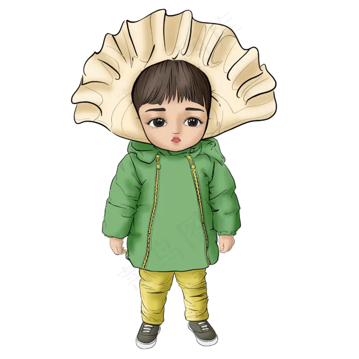 立冬浅绿色羽绒服饺子娃娃(3000X3000(DPI:132))psd模版下载