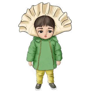 立冬浅绿色羽绒服饺子娃娃 立冬浅绿色羽绒服饺子娃娃
