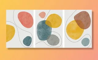 一套创意极简手绘。抽象艺术背景。