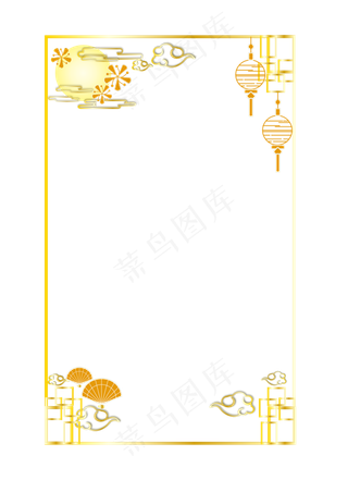 中秋节八月十五明月灯笼金色方形