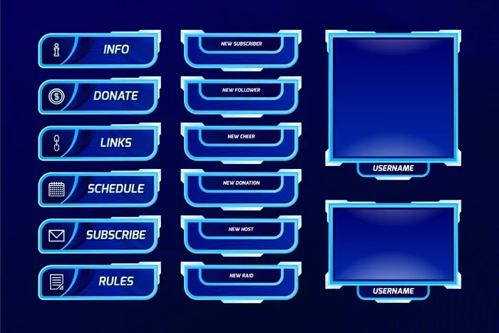 Twitch流面板集eps,ai矢量模版下载