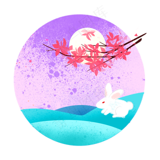 中秋佳节兔子望月夜景