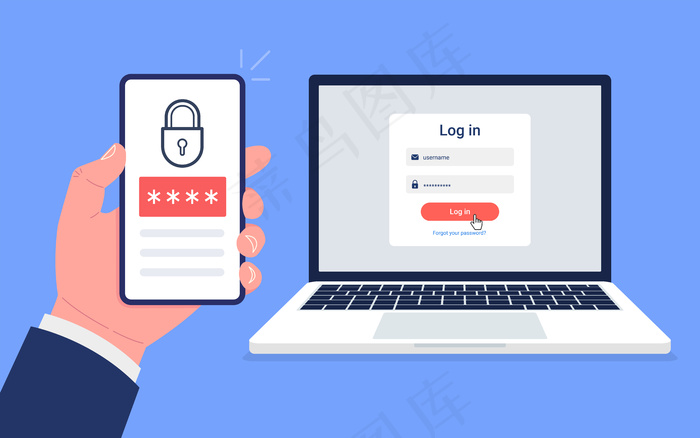 两步认证。智能手机和计算机安全登录或登录。eps,ai矢量模版下载