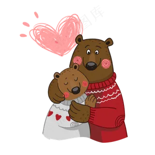 七夕情人节粉色卡通萌甜蜜小熊抱