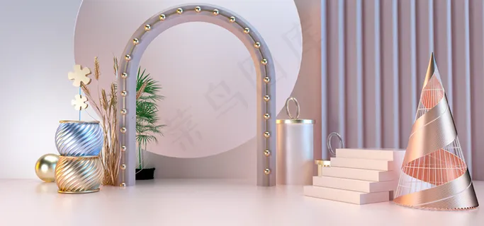 小清新风格电商banner场景