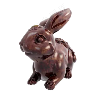 仿真玉兔木雕png图