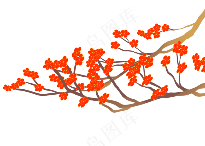 国潮红色梅花(2800X2000(DPI:299))psd模版下载