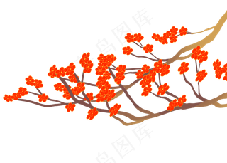 国潮红色梅花