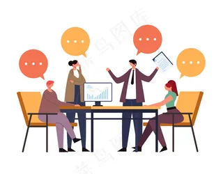 商务人士、办公室工作人员、集体团队思维。工作项目过程概念。