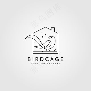 线条艺术鸟笼标志