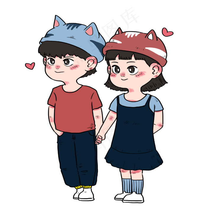 七夕节清纯情侣穿情侣装甜蜜逛街