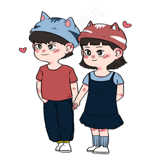 七夕节清纯情侣穿情侣装甜蜜逛街