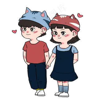 七夕节清纯情侣穿情侣装甜蜜逛街