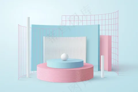 三维效果的金属网格平台