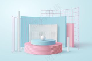 三维效果的金属网格平台