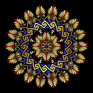 矢量金希腊装饰曲流