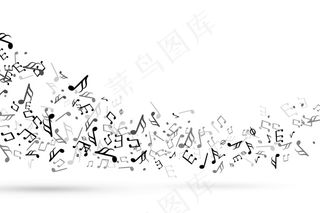 音符旋转。挥舞着音符的乐谱键和声，交响乐旋律流畅的音乐棒高音谱号矢量背景