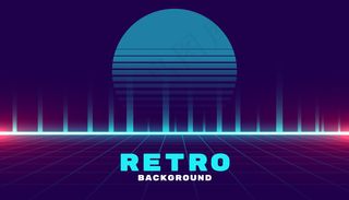 复古网络未来主义霓虹风格游戏背景