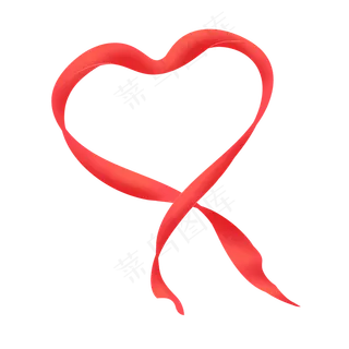 红色飘逸七夕情人节爱心彩带
