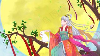 中秋节嫦娥和玉兔望月中秋