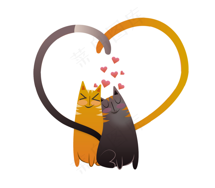 七夕情人节之爱情猫咪卡通