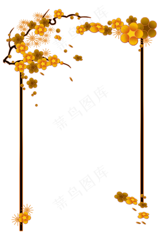 梅花金色节日手绘边框