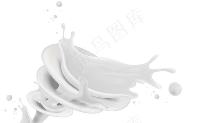 将酸奶或牛奶洒在白色背景上