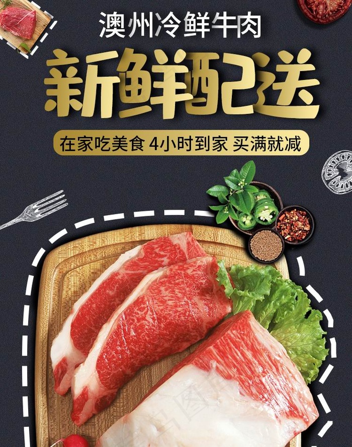 美味牛排海报