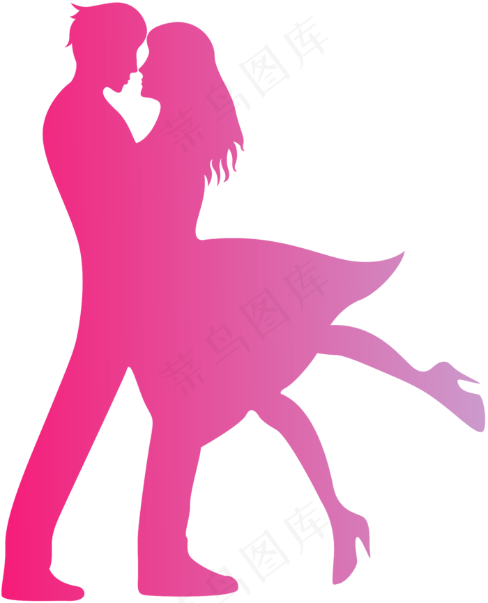 情人节剪影情侣装饰矢量图形