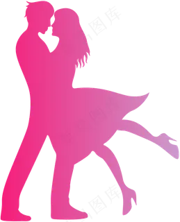 情人节剪影情侣装饰矢量图形