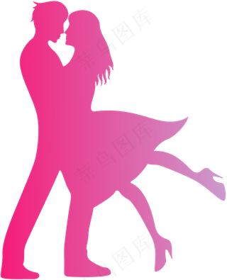 情人节剪影情侣装饰矢量图形