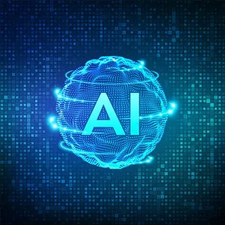 人工智能。人工智能和机器学习。球面网格波关于流矩阵的数字二进制代码。大数据创新技术。神经网络。插图